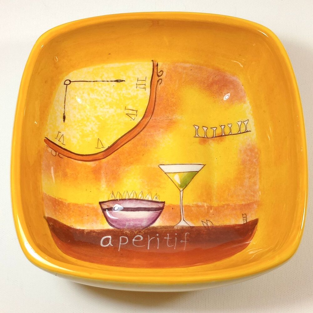 Sakura Tapas Naomi McBride Square Serving Bowl Aperitif Cocktail Yellow